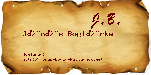 Jónás Boglárka névjegykártya